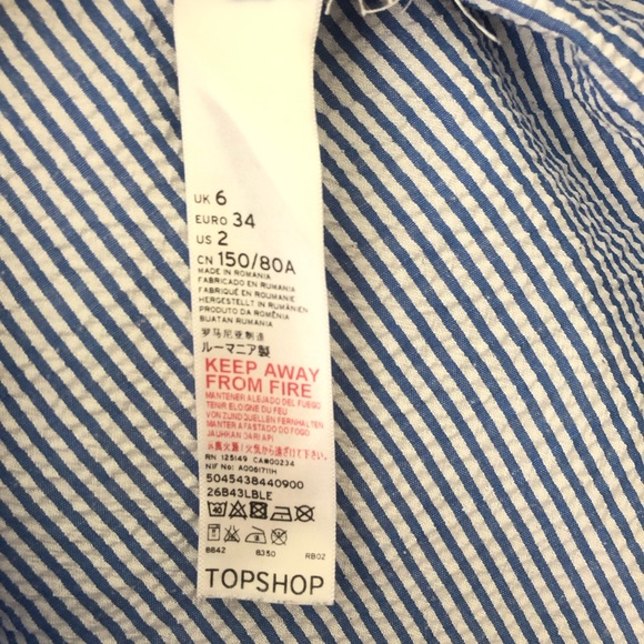TOPSHOP Striped Buttons Down Shirt Size 2 - Picture 6 of 7